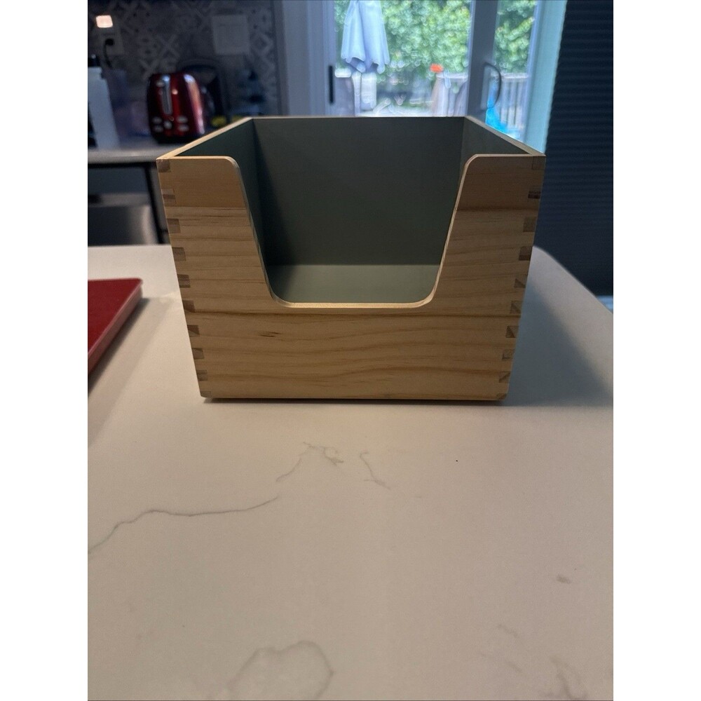 Pillowfort Small Stackable Open Front Bin 8” X 7” Wood With Gray Inside - Picture 2 of 2